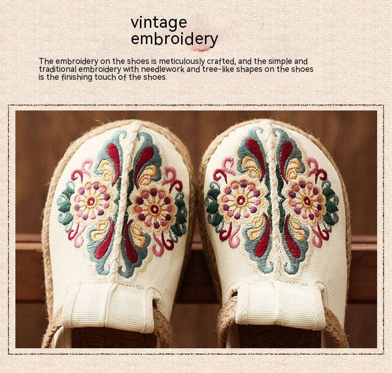 Style Embroidered Slippers Hand-woven,Korean Style - MaribelaShop2