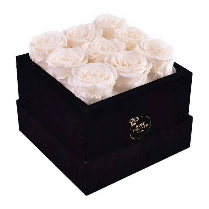 Rose Forever - Essential Black Velvet Ivory, Gift for Mom, Preserved Rose Gift. - MaribelaShop2