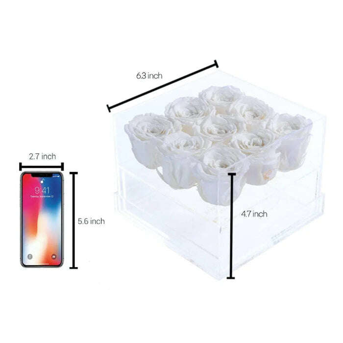 Rose Forever - Essential Crystal White 9/ Preserved Rose,Gift Arrangement. - MaribelaShop2