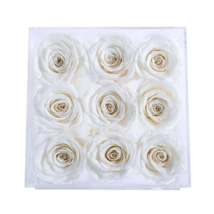 Rose Forever - Essential Crystal White 9/ Preserved Rose,Gift Arrangement. - MaribelaShop2