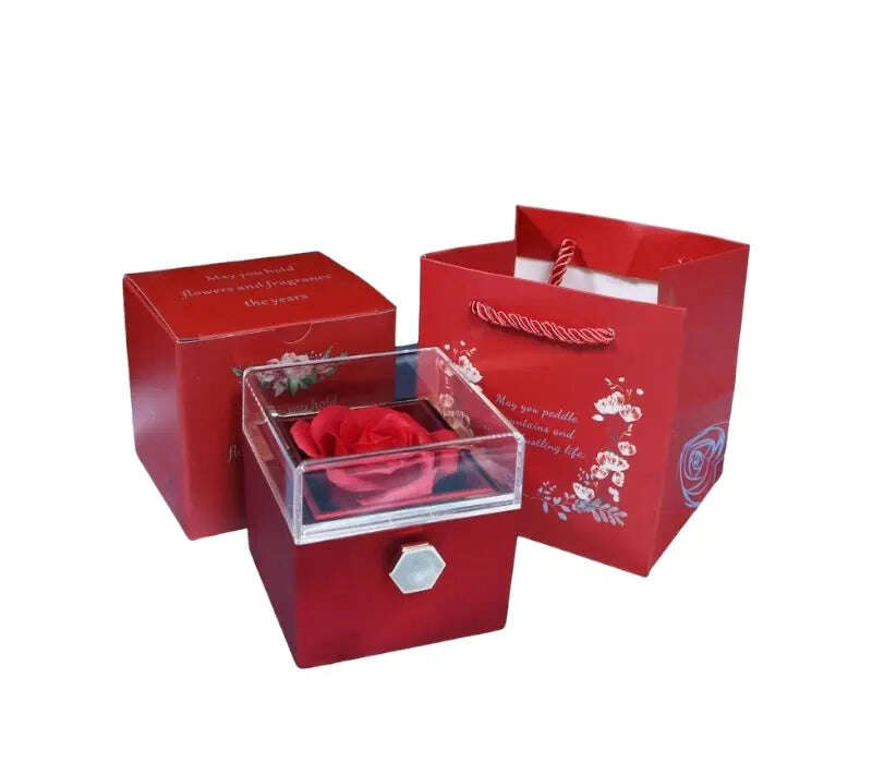 Rotating Soap Flower Rose Gift Box Creative Rotating Rose Jewelry Packaging Box Valentine's Day Gift For Women - MaribelaShop2