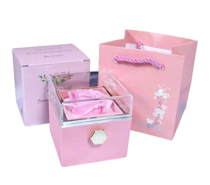 Rotating Soap Flower Rose Gift Box Creative Rotating Rose Jewelry Packaging Box Valentine's Day Gift For Women - MaribelaShop2