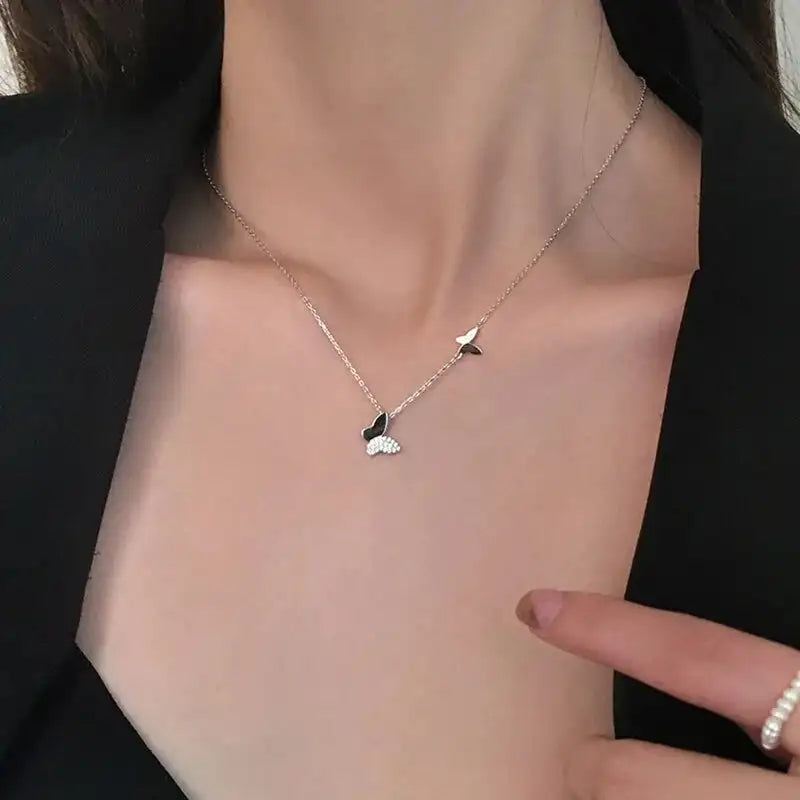 Silver Color Korean Double Butterfly Sweater Chain/ FREE SHIPPING - MaribelaShop2