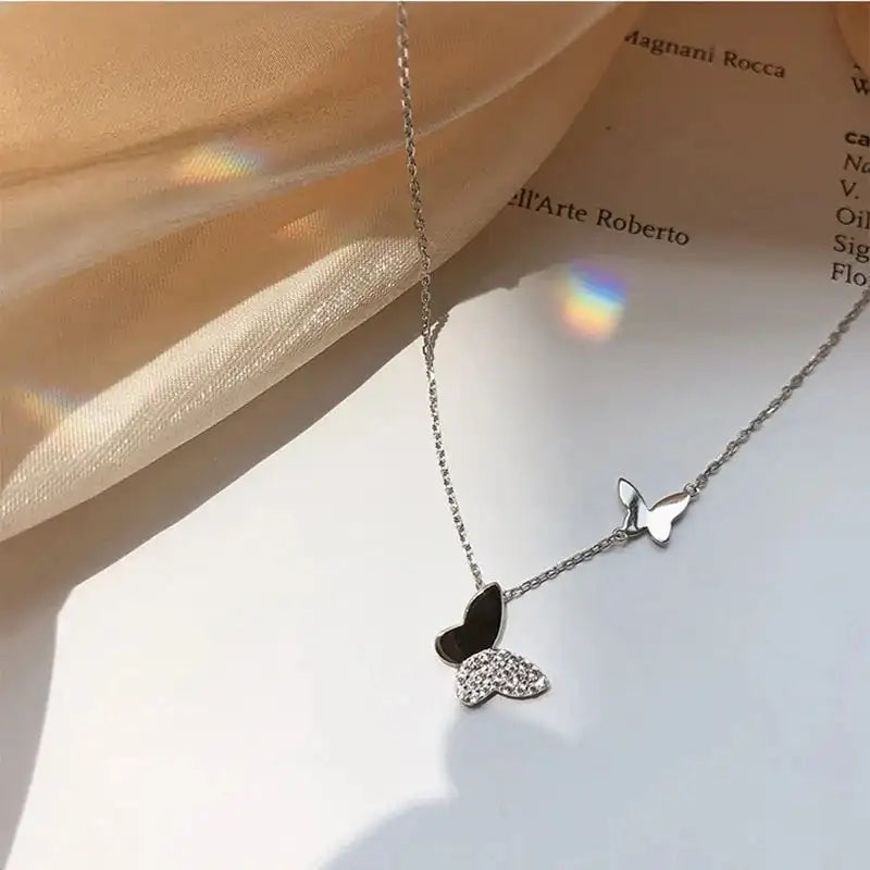 Silver Color Korean Double Butterfly Sweater Chain/ FREE SHIPPING - MaribelaShop2