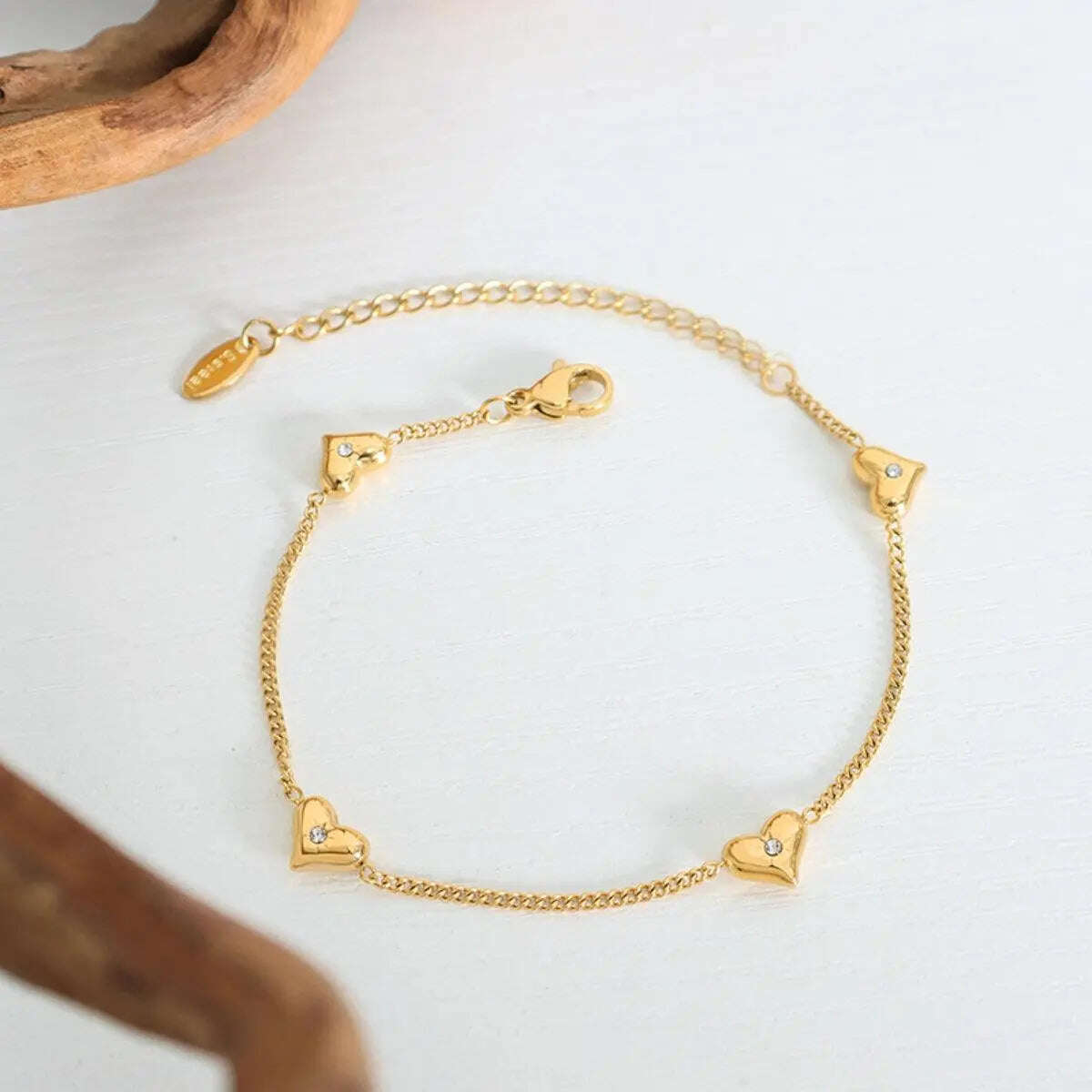 Titanium Steel Zircon Heart Bracelet,Women Bracelet Gift, 18K gold-plated, Titanium steel, Zircon, Silver-plated - MaribelaShop2