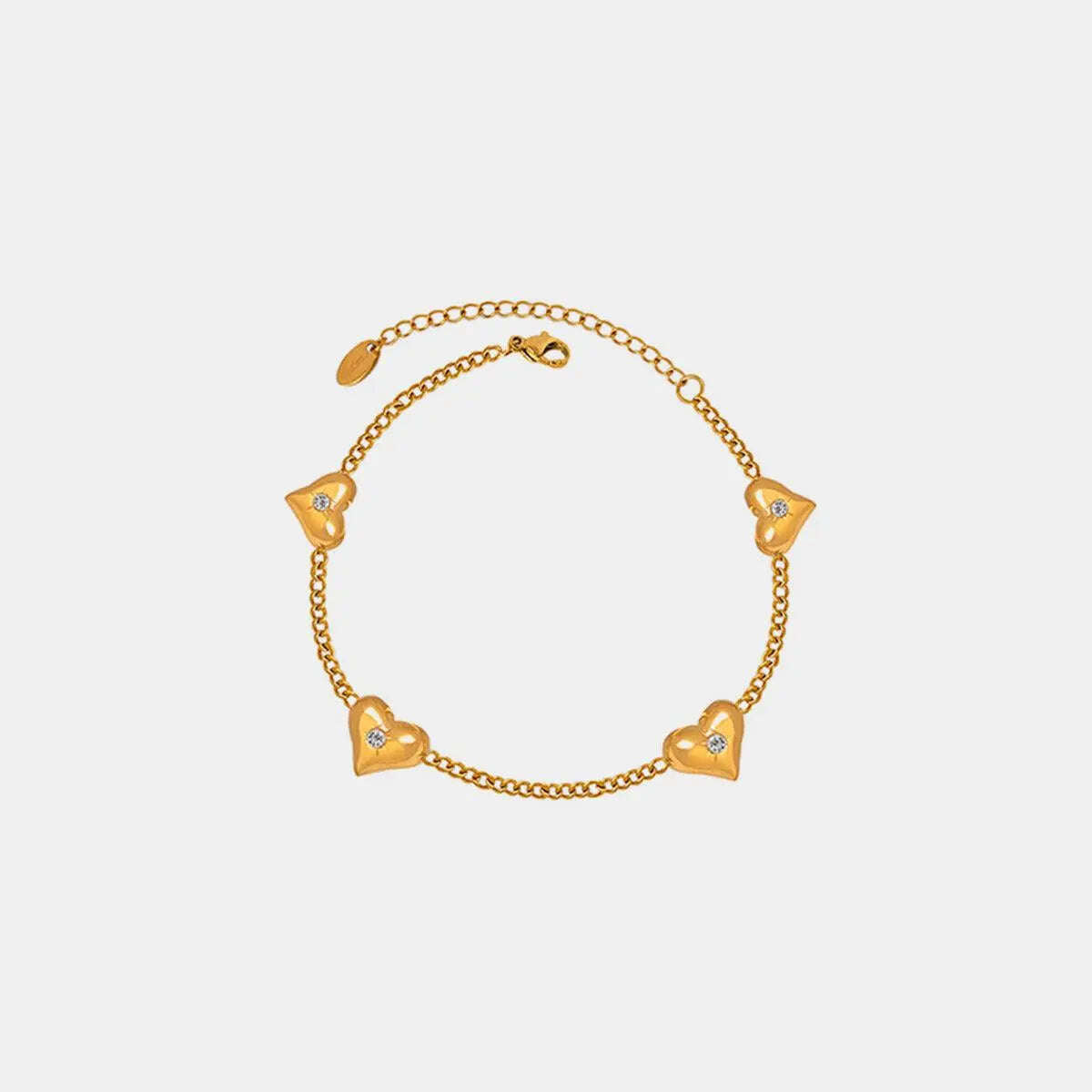 Titanium Steel Zircon Heart Bracelet,Women Bracelet Gift, 18K gold-plated, Titanium steel, Zircon, Silver-plated - MaribelaShop2