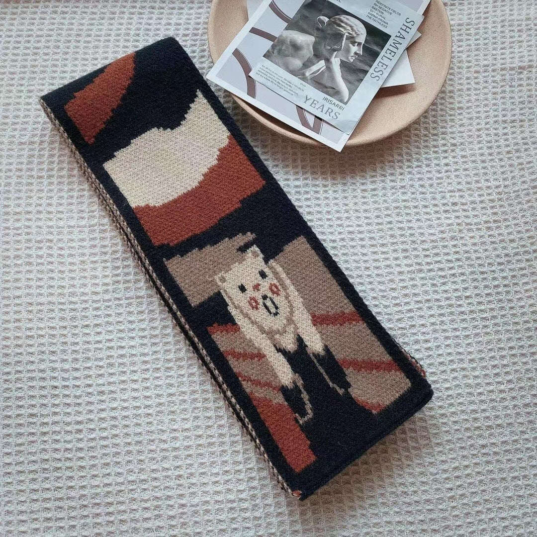 Winter Warm Neck Scarf for Women Cartoon Printed Kerchief Knitted Scarfs - MaribelaShop2