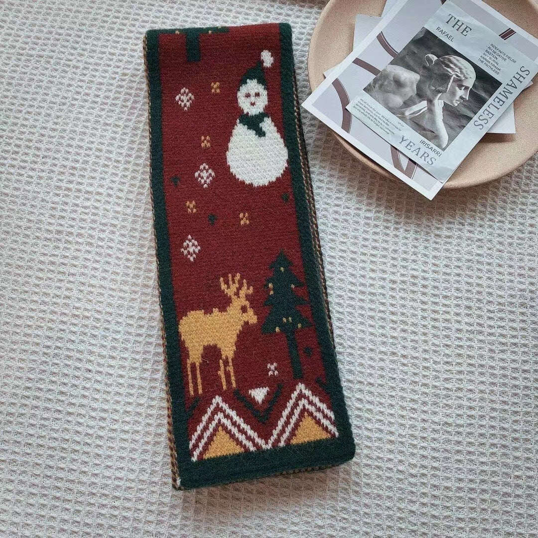 Winter Warm Neck Scarf for Women Cartoon Printed Kerchief Knitted Scarfs - MaribelaShop2
