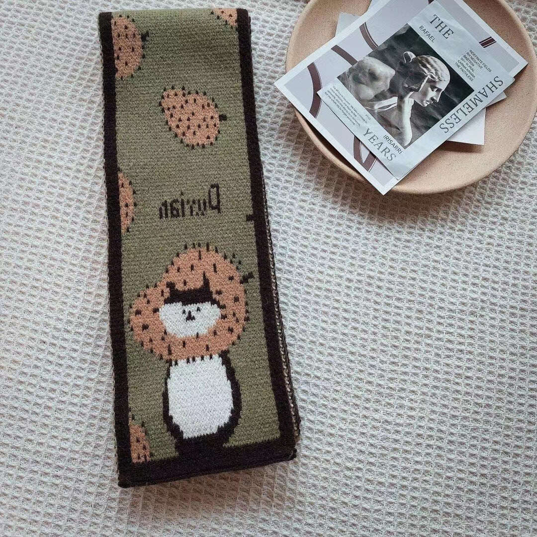 Winter Warm Neck Scarf for Women Cartoon Printed Kerchief Knitted Scarfs - MaribelaShop2