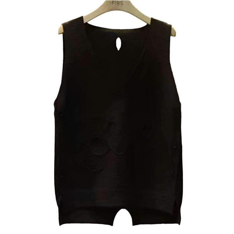 Women Large Size Loose Ladies Knit Vest Short Button,Korean Style - MaribelaShop2