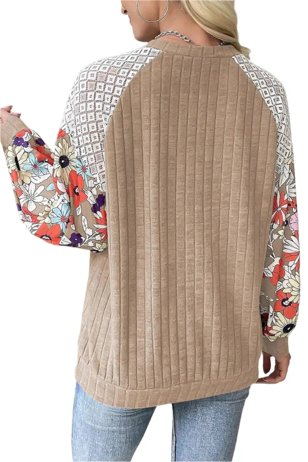 Women Printed Round Neck Long Sleeve Top - MaribelaShop2