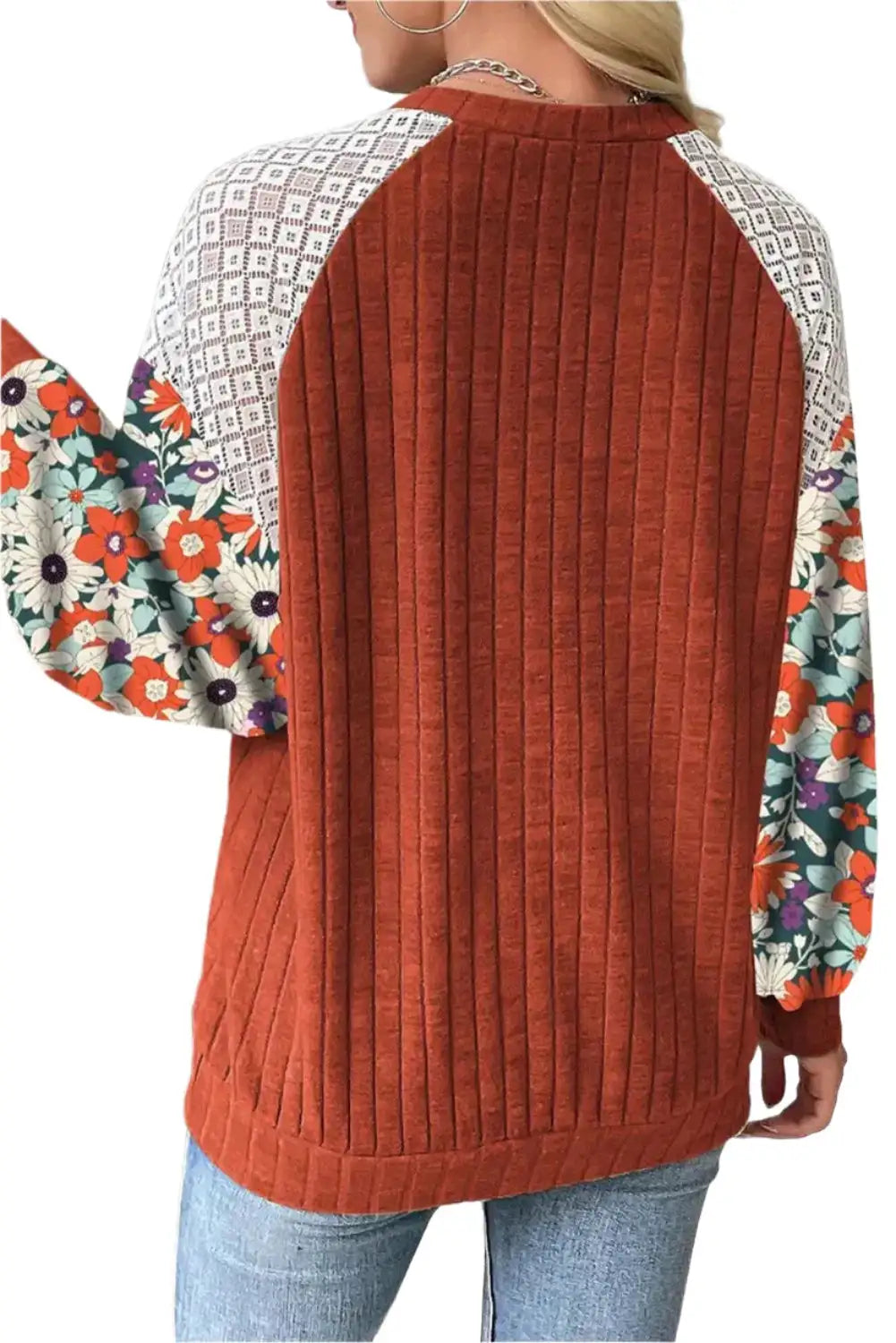 Women Printed Round Neck Long Sleeve Top - MaribelaShop2