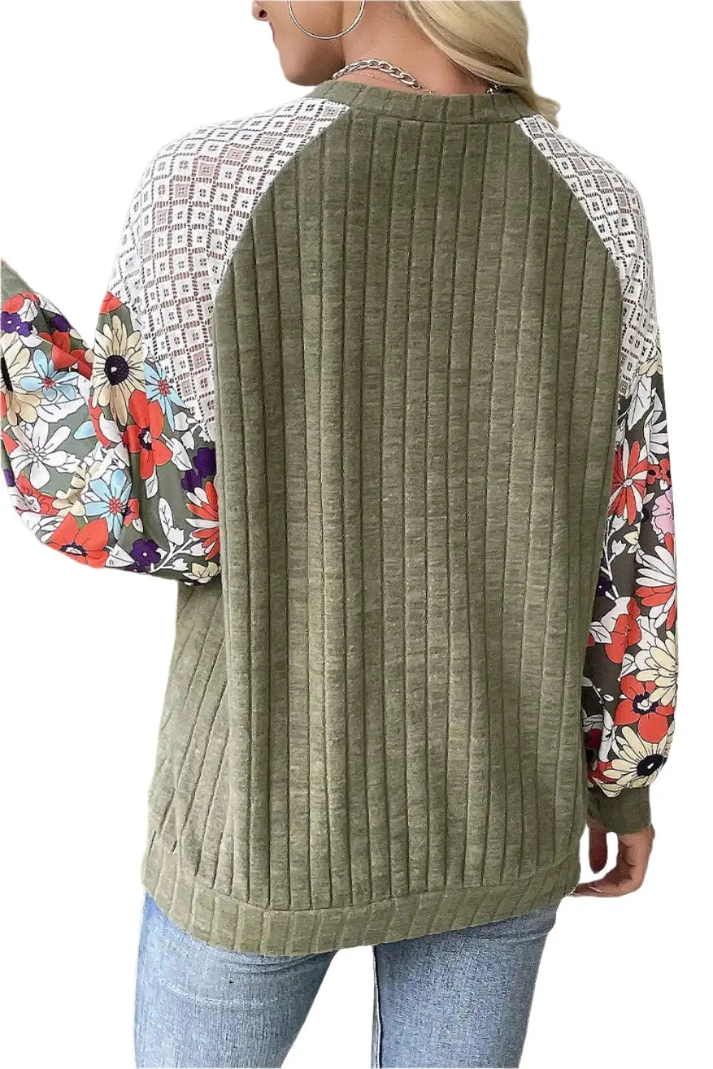 Women Printed Round Neck Long Sleeve Top - MaribelaShop2