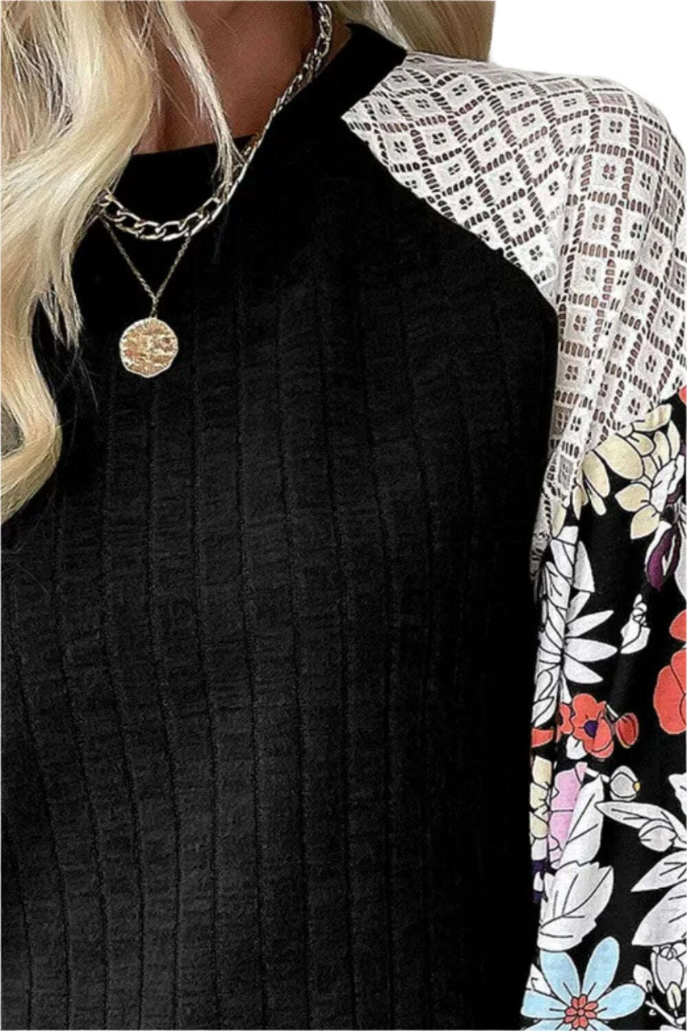Women Printed Round Neck Long Sleeve Top - MaribelaShop2