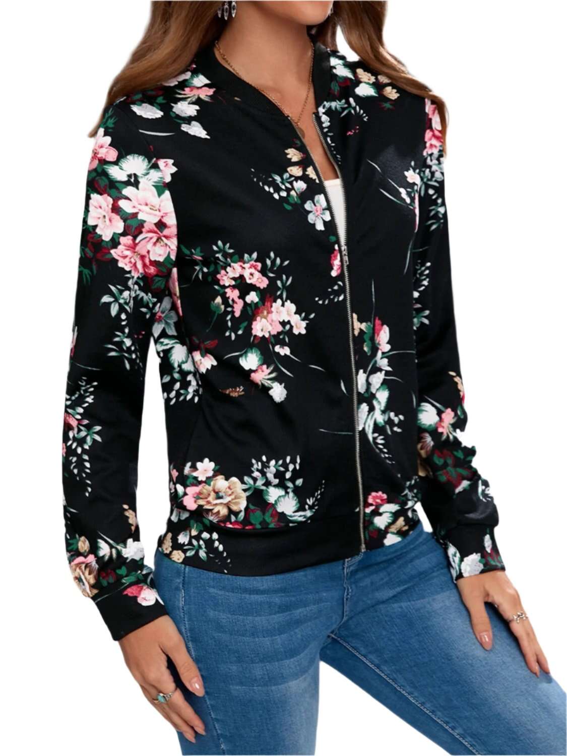 Women Printed Zip Up Long Sleeve Outerwear,Sweater - MaribelaShop2
