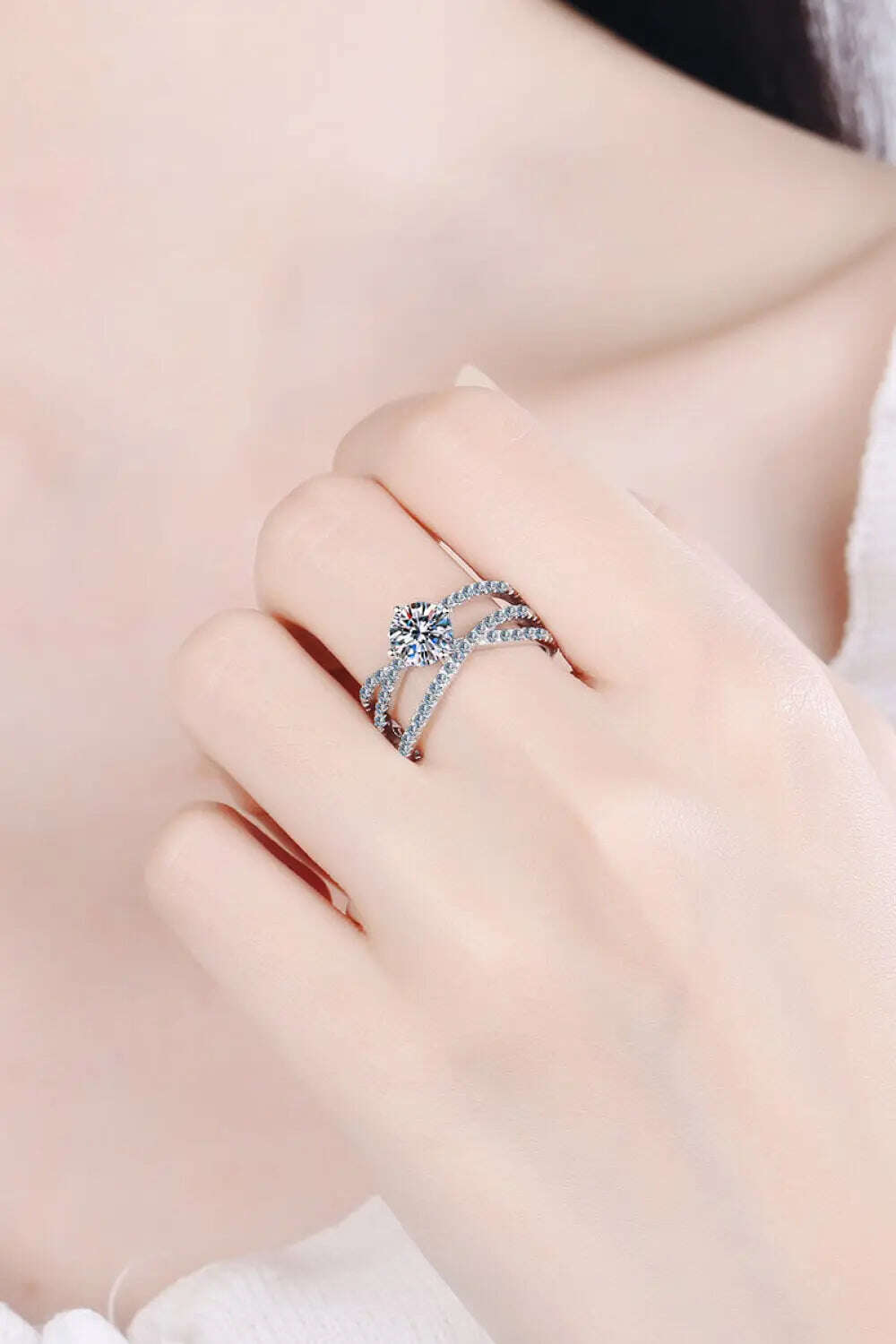Women Ring 1 Carat Moissanite Crisscross Ring,Ring For Women, Ring For Women Engagement - MaribelaShop2