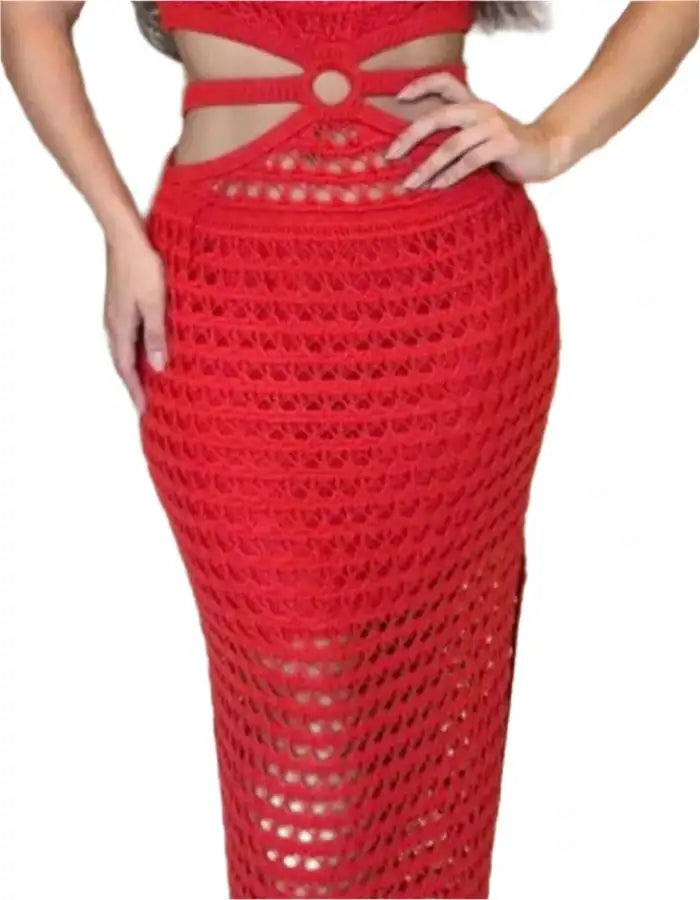 Women’s Cutout Slit Round Neck Sweater Dress Maribelashop2