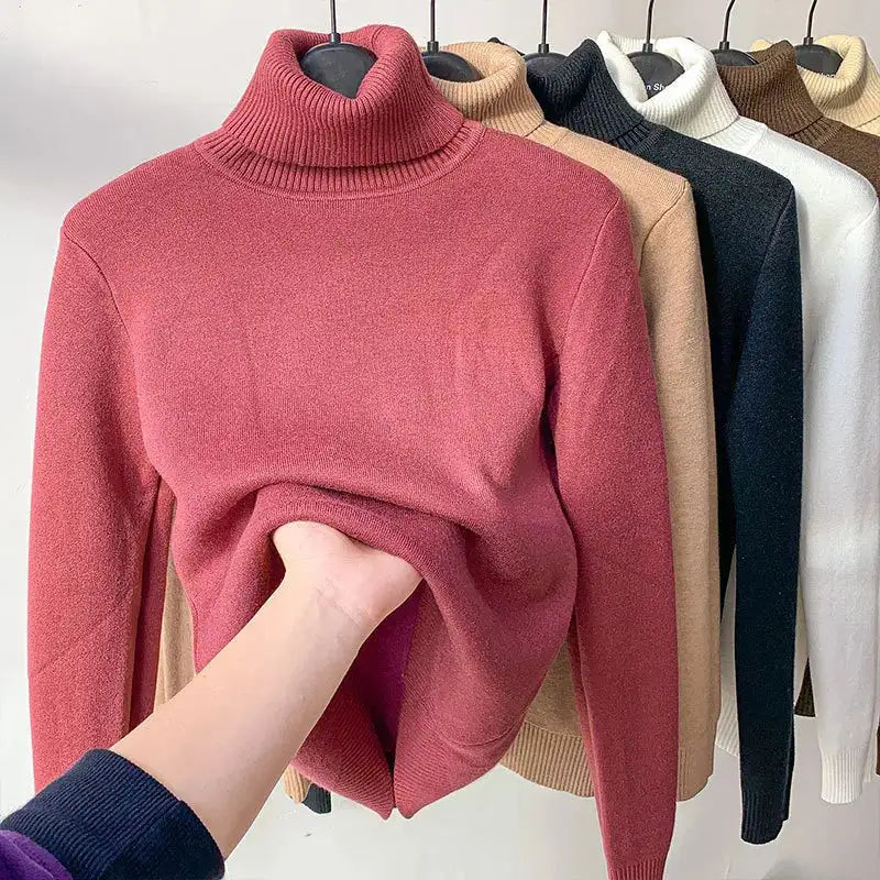 Women's Elegant Turtleneck Winter Sweater - Thick, Warm Knit Pullover - MaribelaShop2
