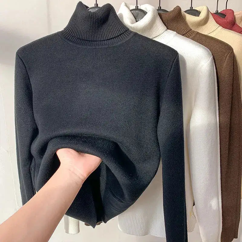 Women's Elegant Turtleneck Winter Sweater - Thick, Warm Knit Pullover - MaribelaShop2