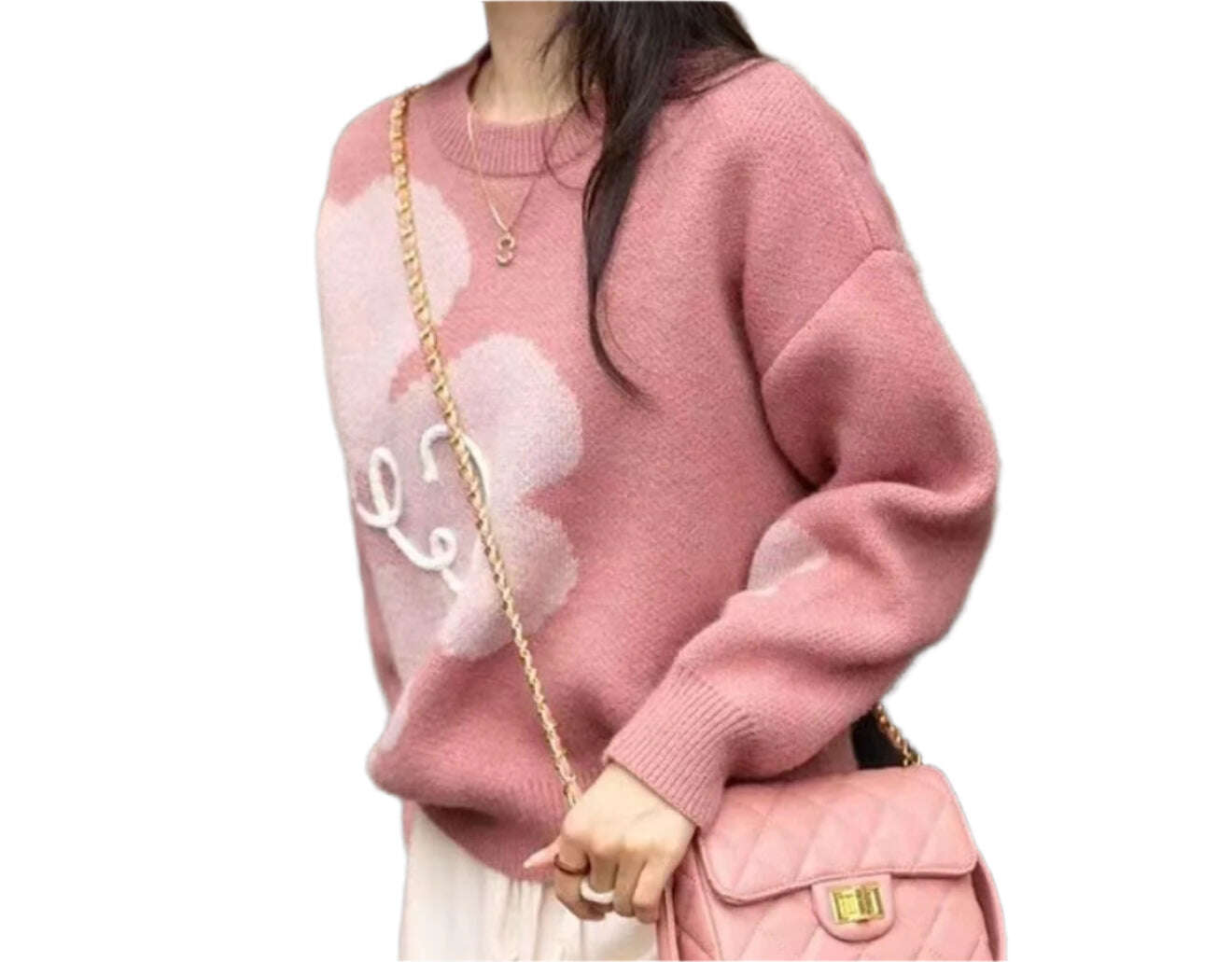 Japanese And Korean Design Sense Milk-in-water Mousse Flower Sweater Women - MaribelaShop2