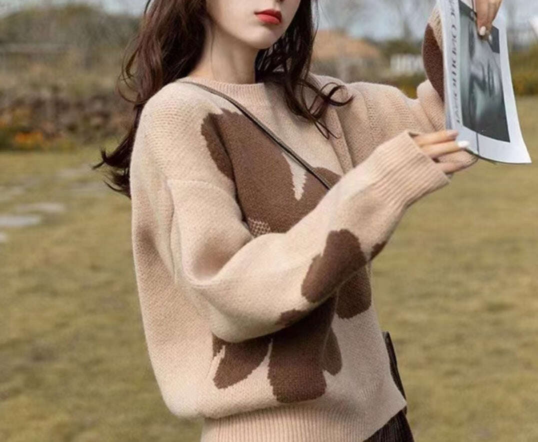 Japanese And Korean Design Sense Milk-in-water Mousse Flower Sweater Women - MaribelaShop2