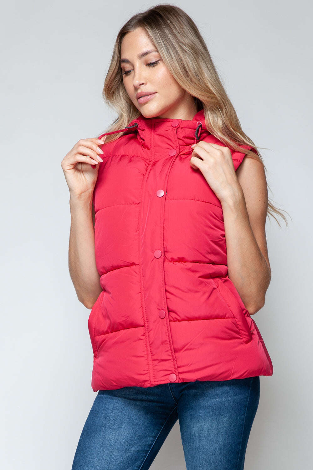 Women Snobbish Snap and Zip Closure Hooded Vest - MaribelaShop2