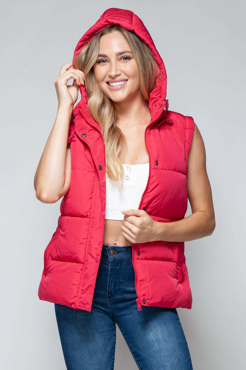Women Snobbish Snap and Zip Closure Hooded Vest - MaribelaShop2