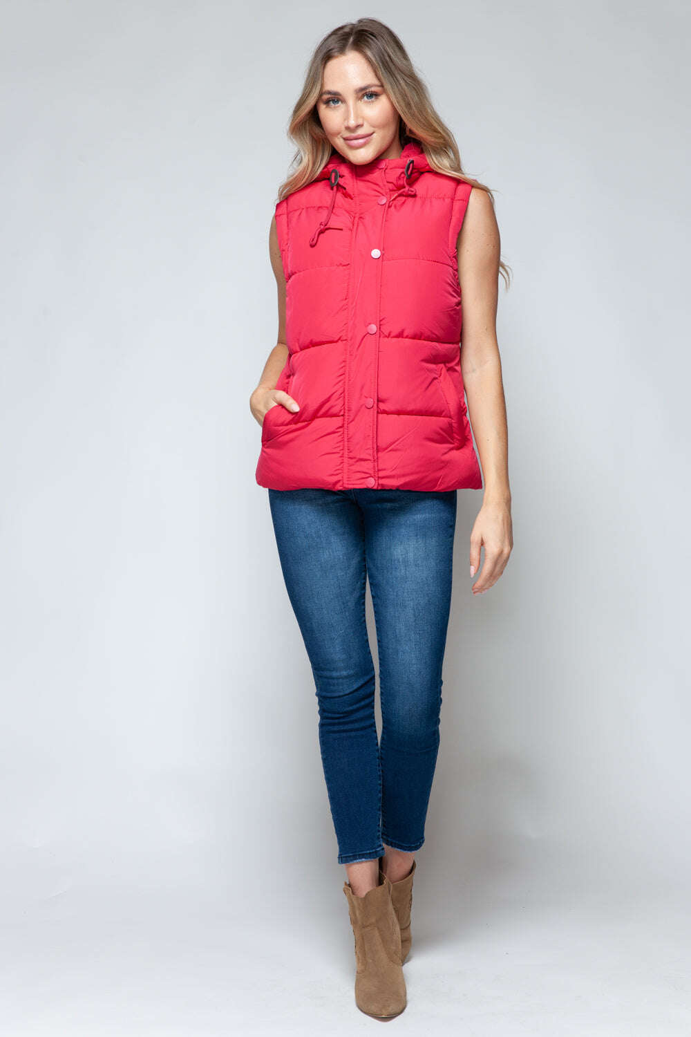 Women Snobbish Snap and Zip Closure Hooded Vest - MaribelaShop2