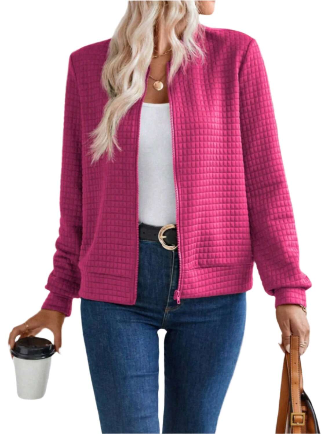 Women Zip Up Long Sleeve Jacket,Gift For Mother,Christmas Gift - MaribelaShop2