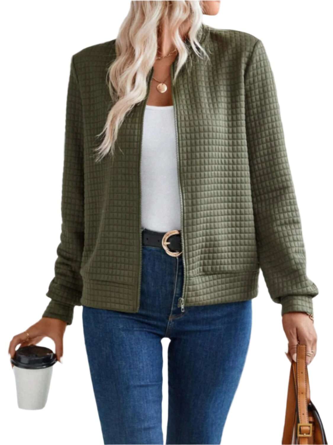 Women Zip Up Long Sleeve Jacket,Gift For Mother,Christmas Gift - MaribelaShop2
