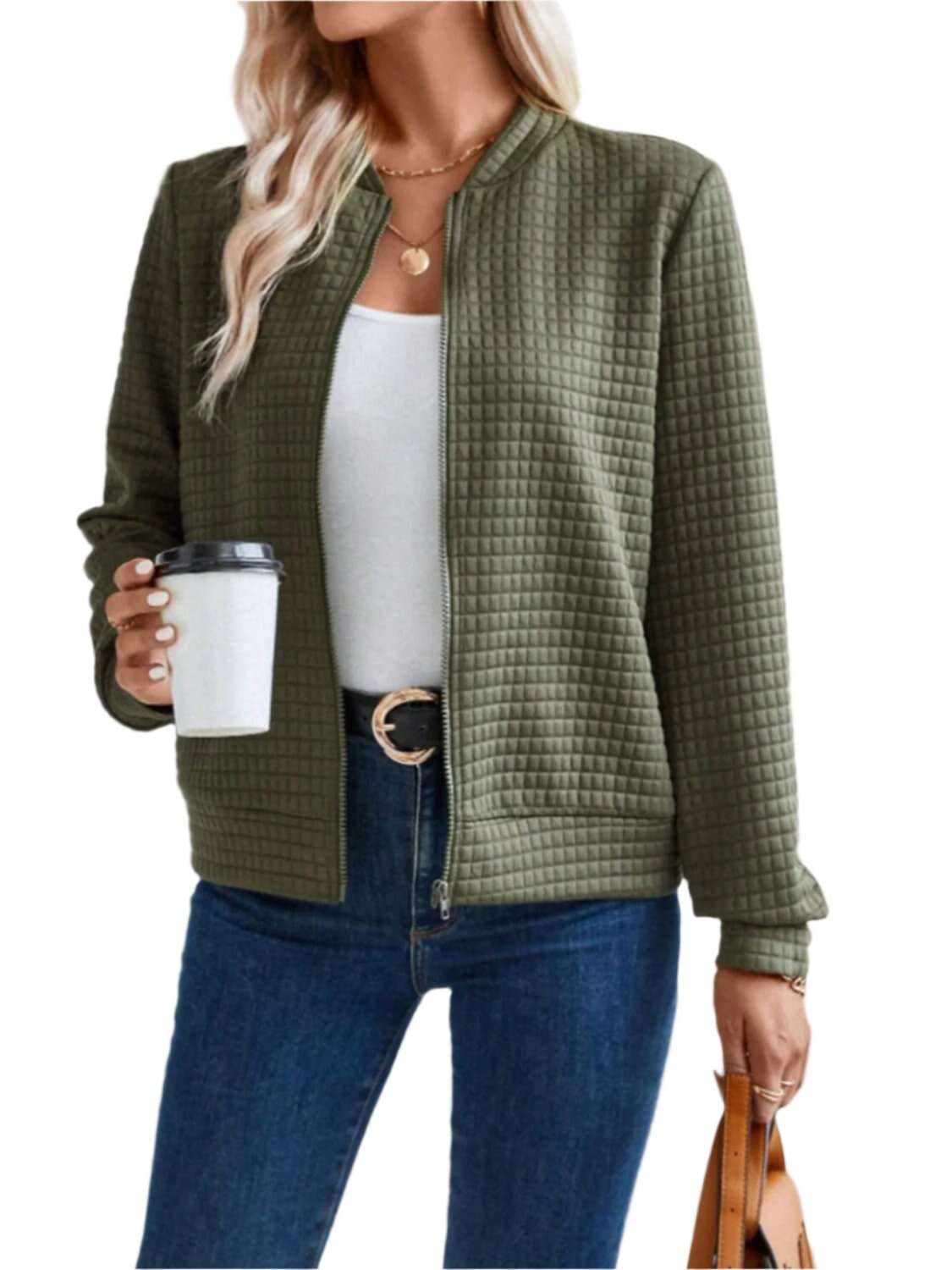 Women Zip Up Long Sleeve Jacket,Gift For Mother,Christmas Gift - MaribelaShop2