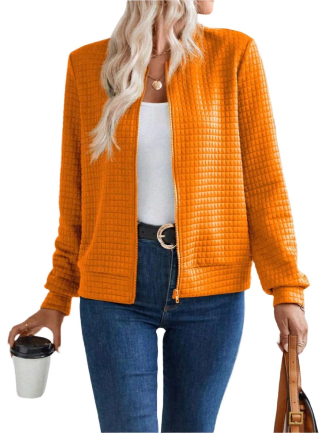 Women Zip Up Long Sleeve Jacket,Gift For Mother,Christmas Gift - MaribelaShop2