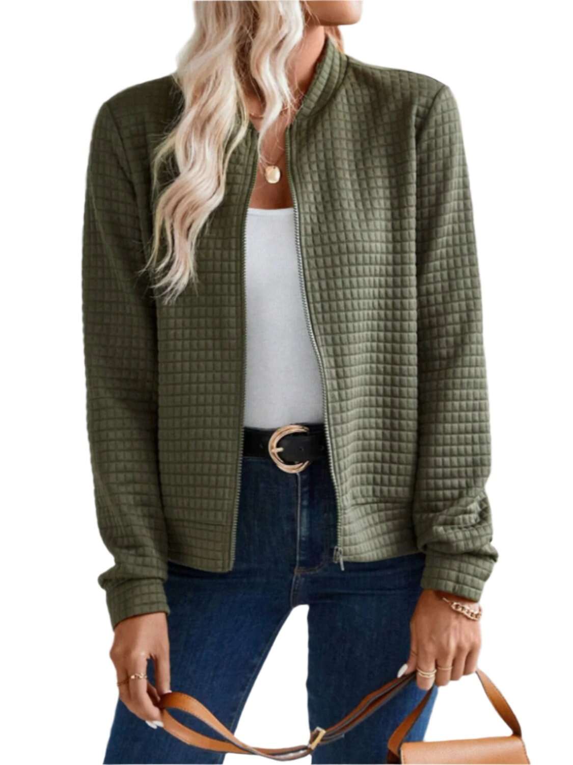 Women Zip Up Long Sleeve Jacket,Gift For Mother,Christmas Gift - MaribelaShop2