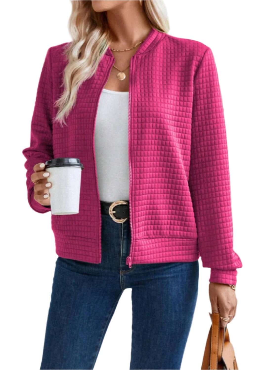 Women Zip Up Long Sleeve Jacket,Gift For Mother,Christmas Gift - MaribelaShop2