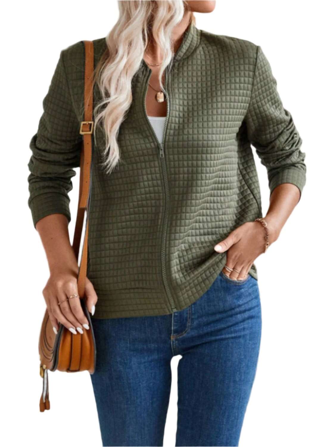 Women Zip Up Long Sleeve Jacket,Gift For Mother,Christmas Gift - MaribelaShop2