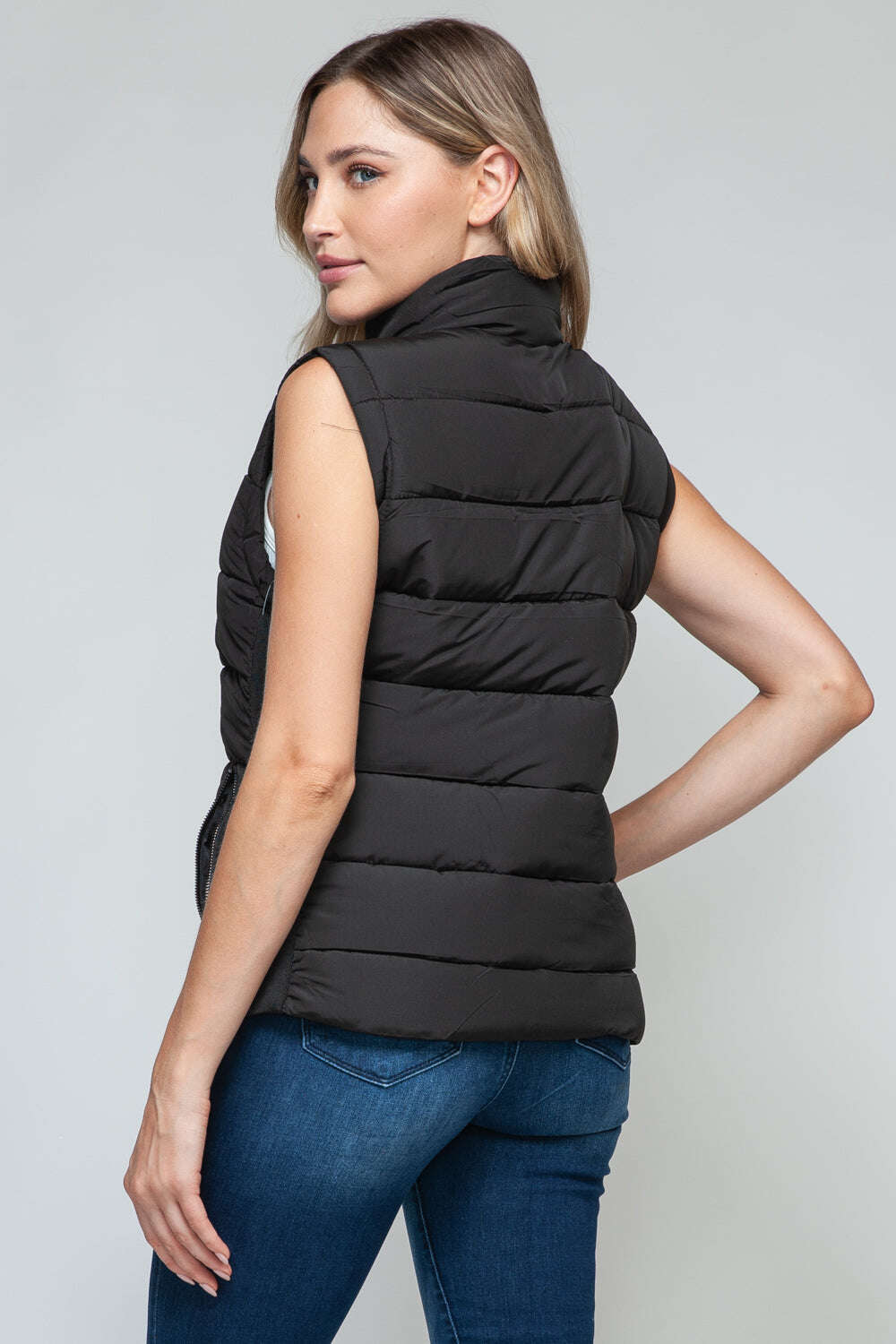 Women Snobbish Zip Up Turtleneck Vest with Pockets - MaribelaShop2