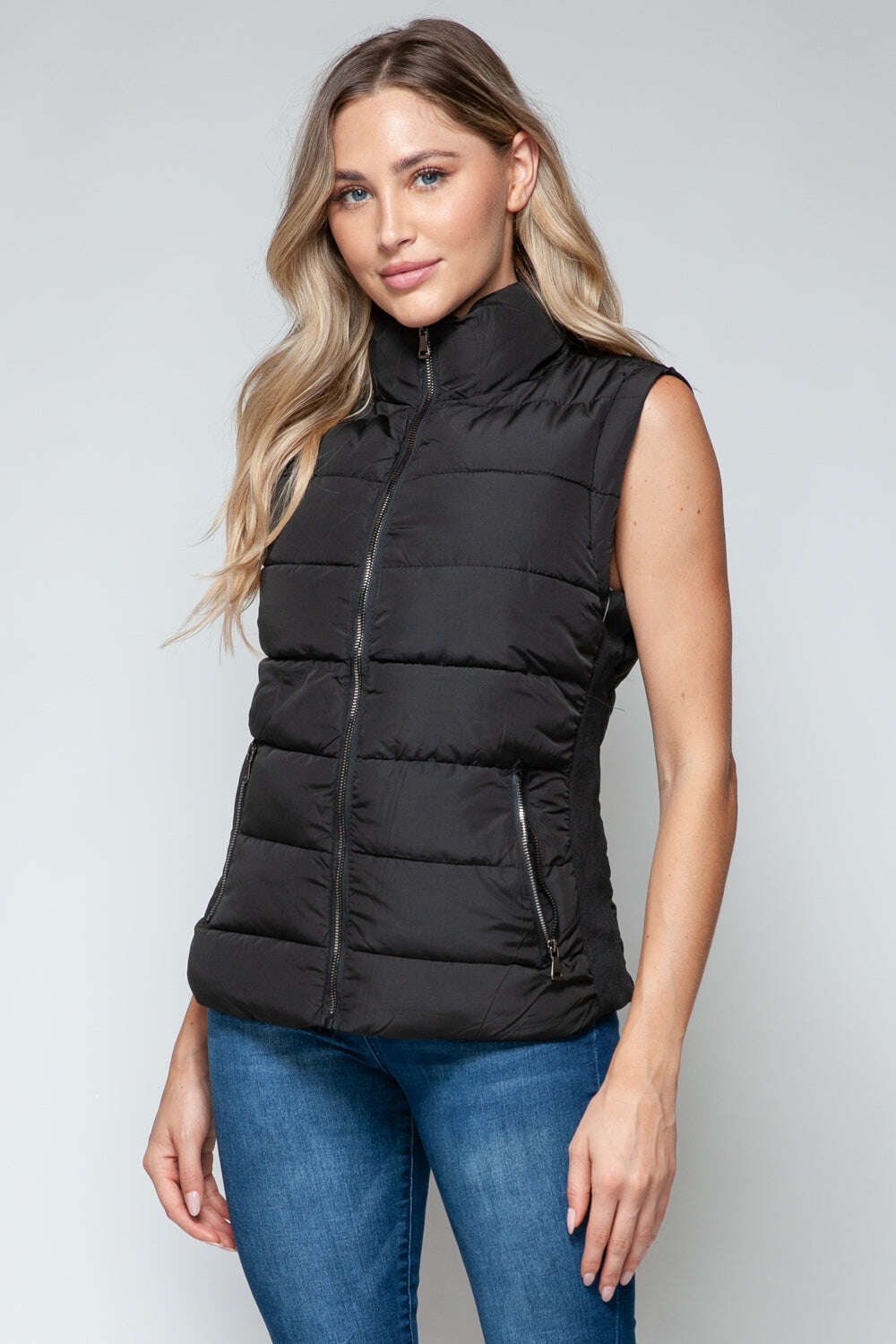 Women Snobbish Zip Up Turtleneck Vest with Pockets - MaribelaShop2