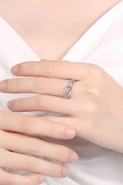 Women Ring Moissanite Cutout Rhodium-Plated Ring,925 Sterling Silver - MaribelaShop2