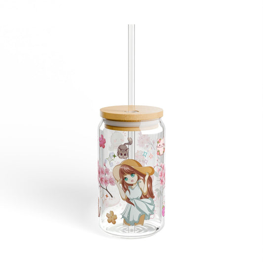 16oz ‘ Cute Girl, Sipper Glass Can - MaribelaShop2