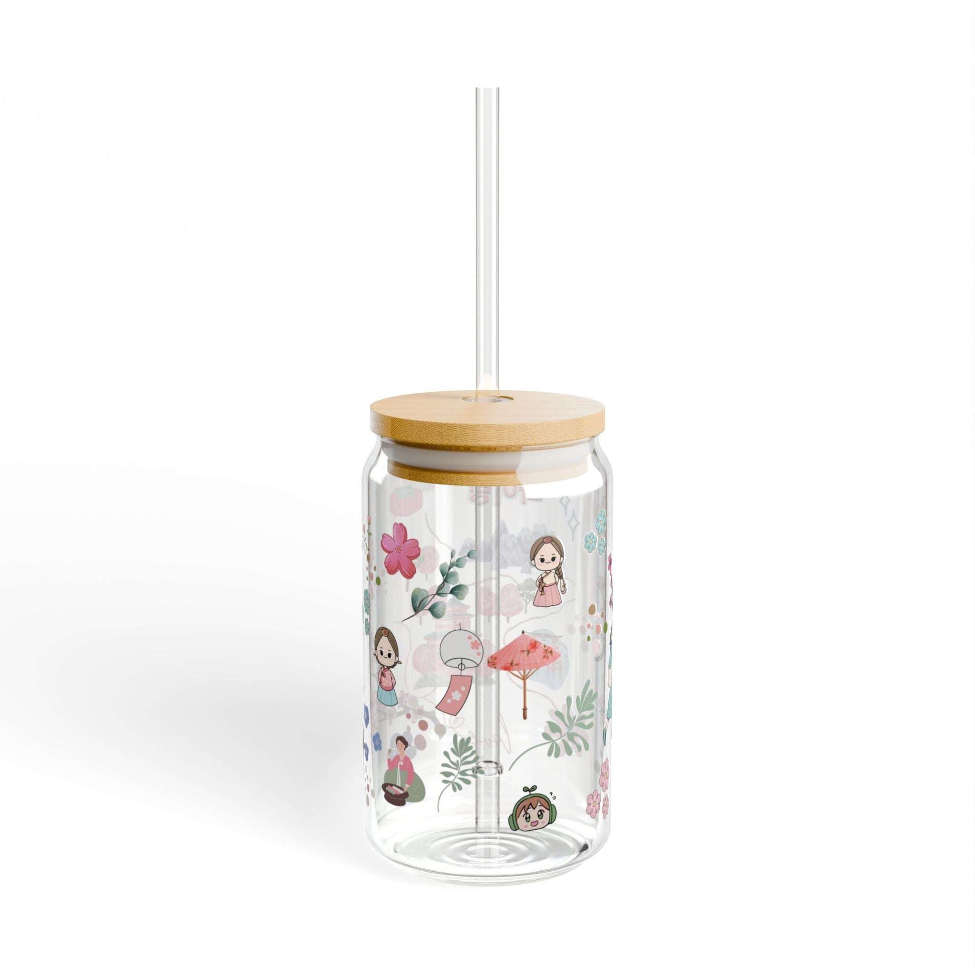 16oz ‘ Pink Cerezo’ Sipper Glass Can - MaribelaShop2