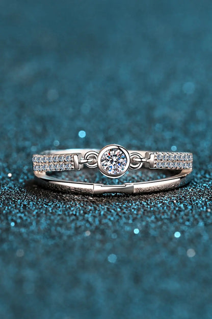 Women Ring Moissanite Cutout Rhodium-Plated Ring,925 Sterling Silver - MaribelaShop2