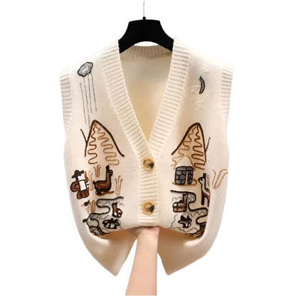 Loose Vest Outer Knitted Sweater For Women,Korean Style Outfit. - MaribelaShop2