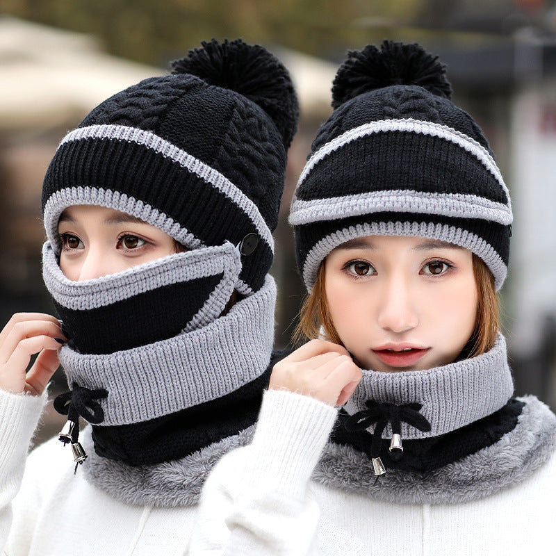CJ/ Winter Hat For Women 3pcs Knitted Beanie Hat Scarf Set Warm Hat - MaribelaShop2