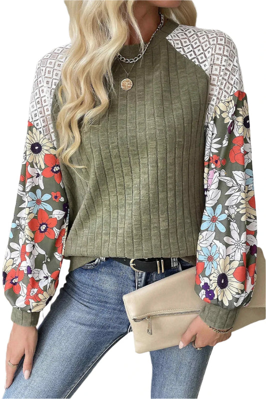 Women Printed Round Neck Long Sleeve Top - MaribelaShop2