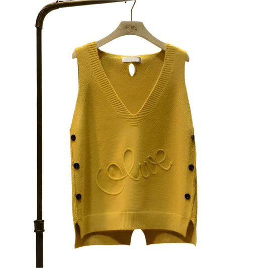Women Large Size Loose Ladies Knit Vest Short Button,Korean Style - MaribelaShop2
