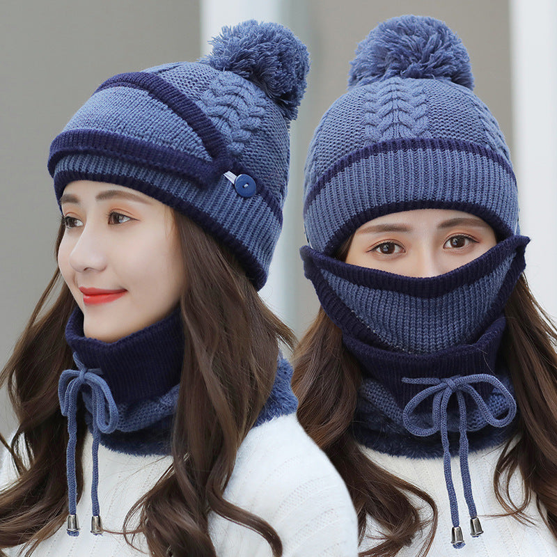CJ/ Winter Hat For Women 3pcs Knitted Beanie Hat Scarf Set Warm Hat - MaribelaShop2