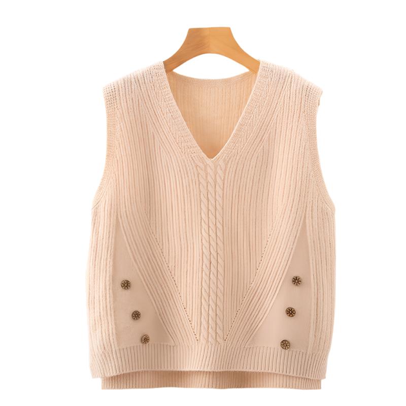 Hem Split Pullover Sweater Women's Vest Collar Small Vest - MaribelaShop2