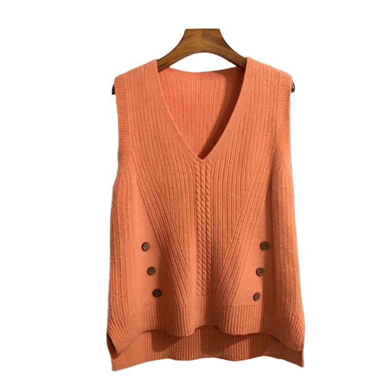 Hem Split Pullover Sweater Women's Vest Collar Small Vest - MaribelaShop2