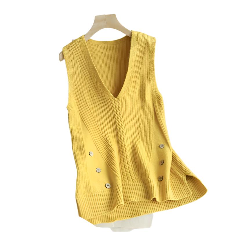 Hem Split Pullover Sweater Women's Vest Collar Small Vest - MaribelaShop2