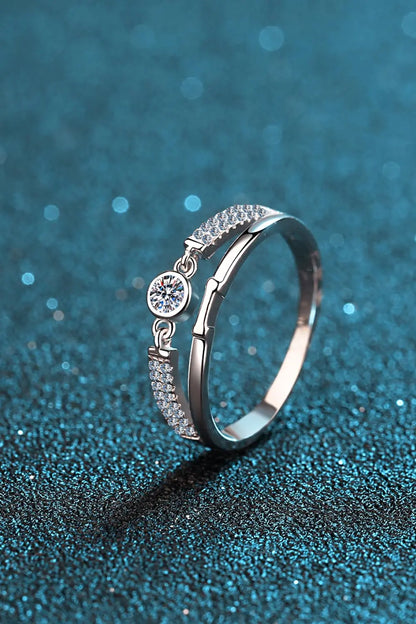 Women Ring Moissanite Cutout Rhodium-Plated Ring,925 Sterling Silver - MaribelaShop2